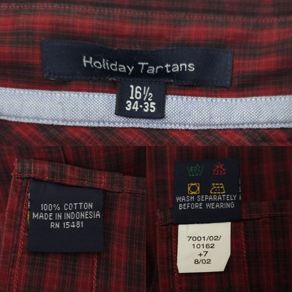 Vintage 2002 Tommy Hilfiger Button Front Shirt Mens 16.5 Holiday Tartans Plaid - Picture 7 of 15